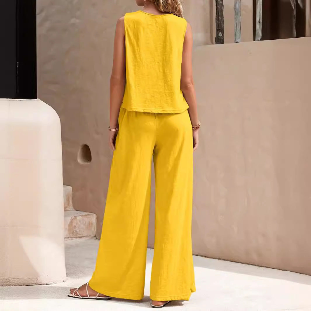 β¨ 2 Piece Wide-Leg Pants & Sleeveless Top Set β Casual Summer Co-ord Outfit β Various Colours π