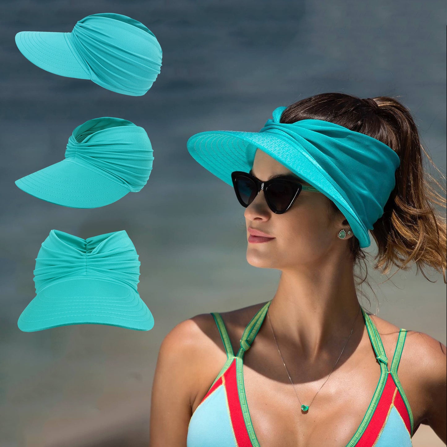 Women’s Wide Brim Sun Visor Cap – Foldable UV Protection Hat for Beach, Travel & Sports – Various Colours