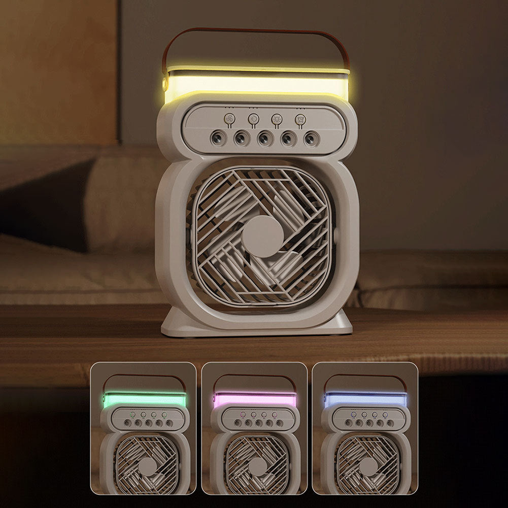 💨 3-in-1 Misting Fan with LED Night Light – Desktop Air Cooler in Various Colours