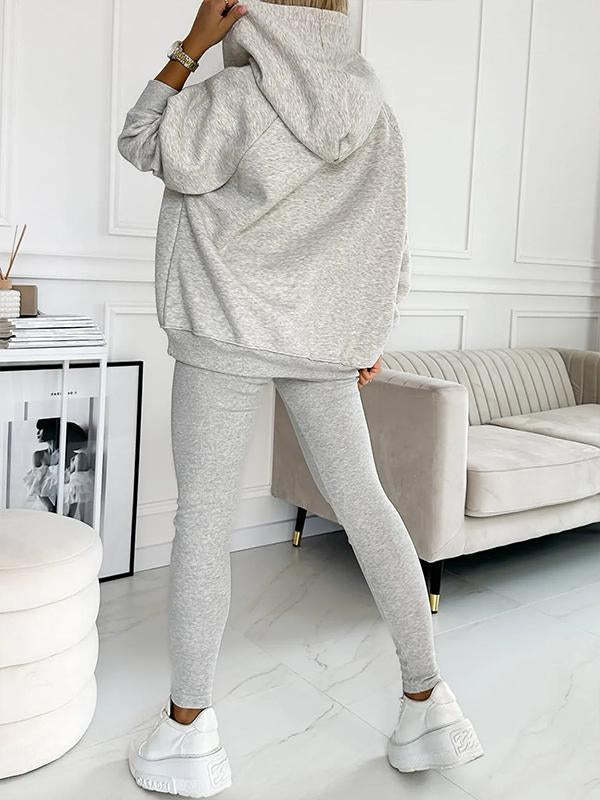 ✨ Women’s 3-Piece Lounge Tracksuit Set - Oversized Hoodie + Ribbed Top + Leggings - Various Colours Available