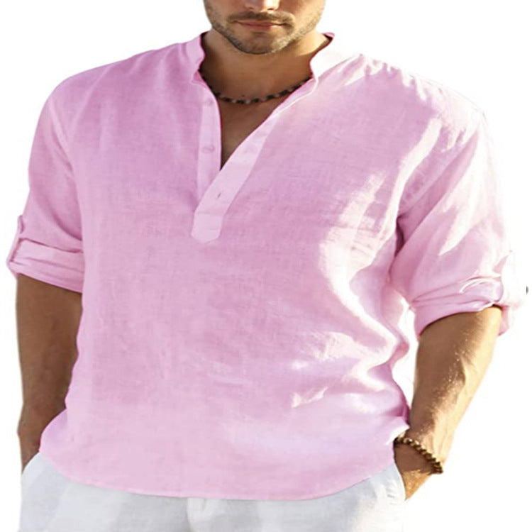 Men’s Lightweight Linen Blend Shirt – Casual Long Sleeve Summer Top (Various Colours)