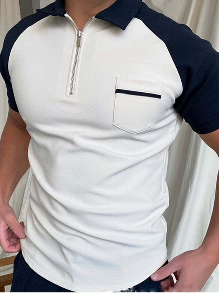 Men’s Bold Abstract Zip Collar Polo Shirt – Eye-Catching Summer Top in Various Designs