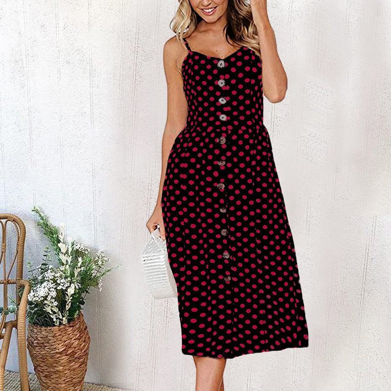 🌞 Sunshine-Ready Button-Front Midi Sundress with Pockets – Summer Favourite