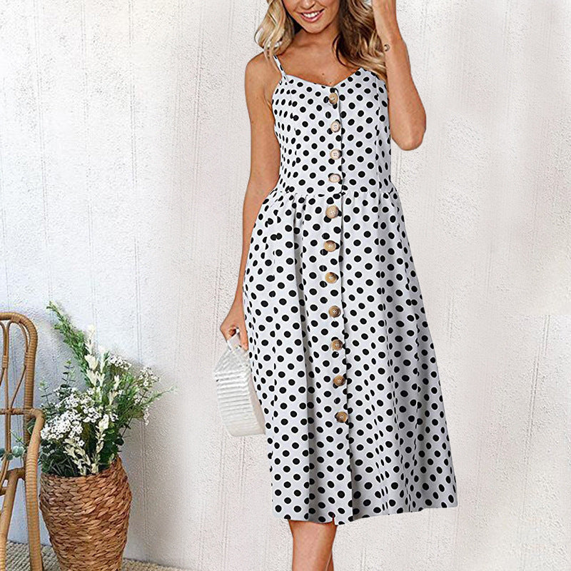 🌞 Sunshine-Ready Button-Front Midi Sundress with Pockets – Summer Favourite