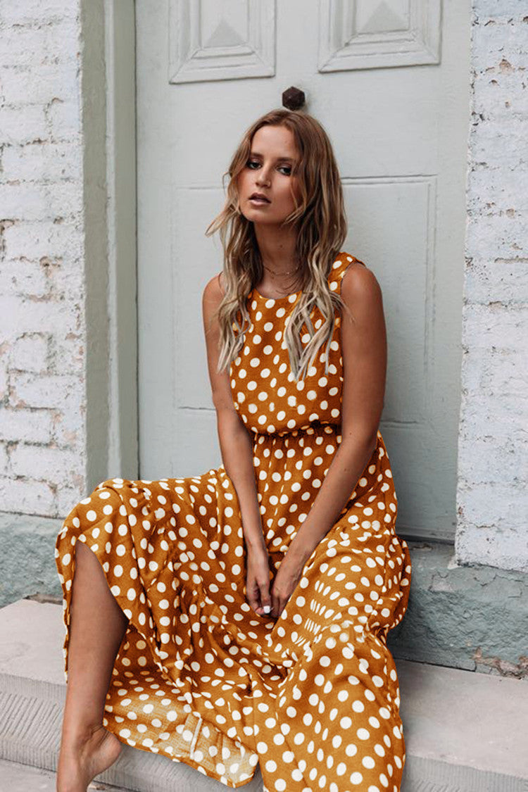 ๐ Vintage Dot Boho Maxi Dress โ Retro-Chic Comfort in Various Colours ๐ซ๐งก