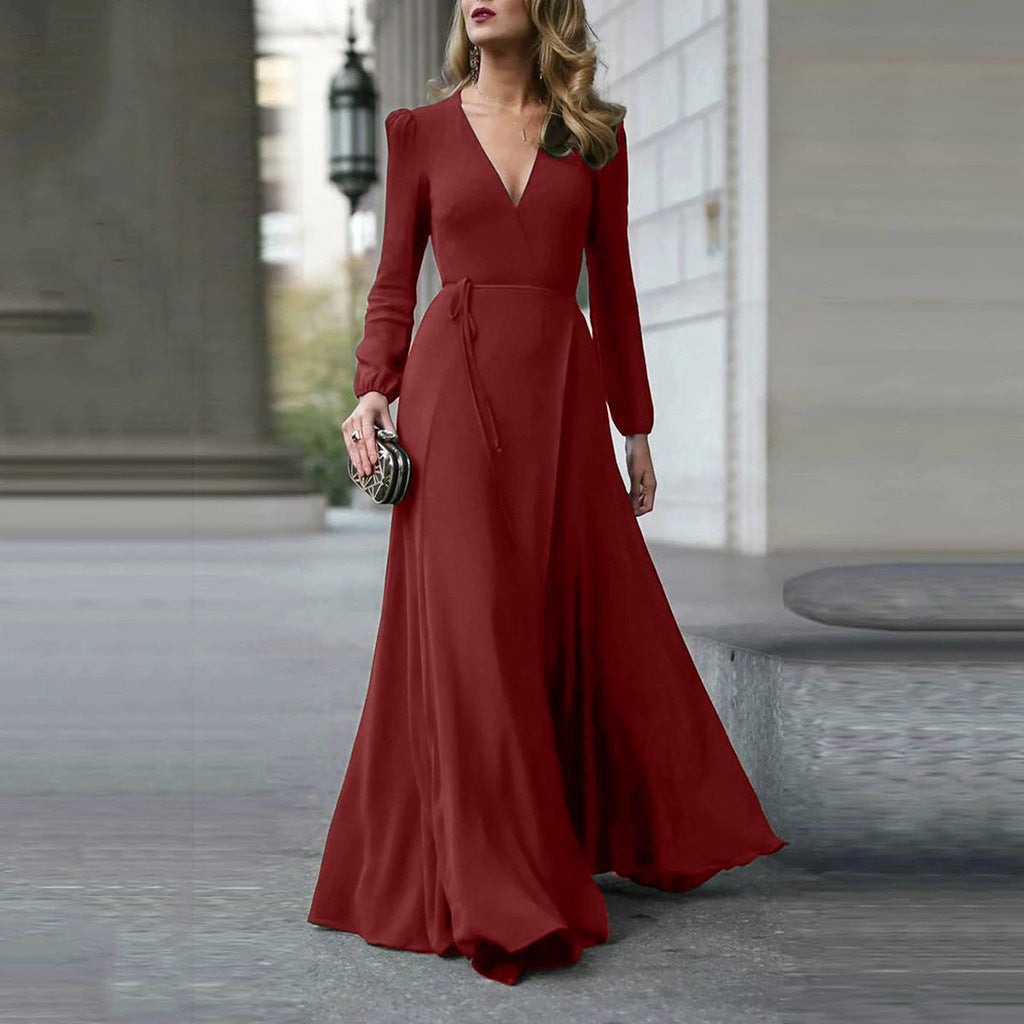 👑 Luxe Grace Long Sleeve Maxi Gown – Available in Various Colours