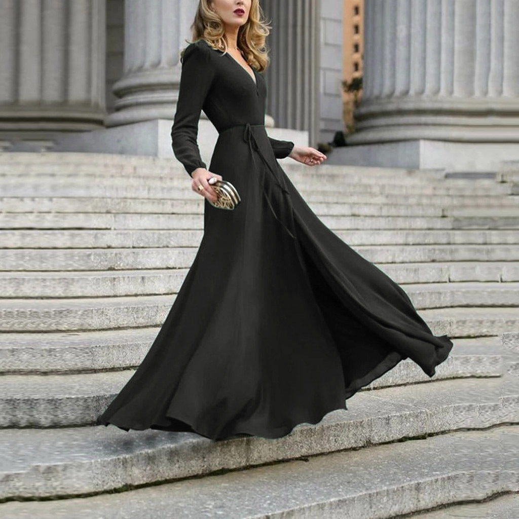 👑 Luxe Grace Long Sleeve Maxi Gown – Available in Various Colours