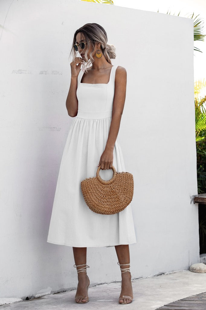 Timeless Charm Square-Neck Midi Dress