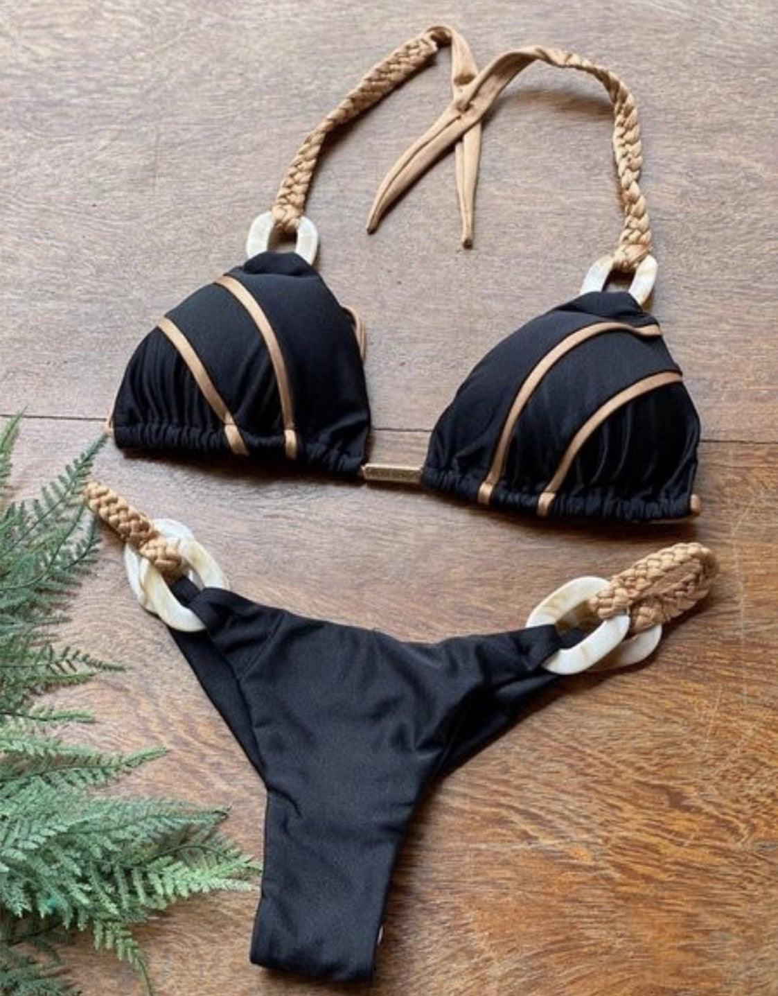 Solid Colour Strap Bikini Sexy Swimwear