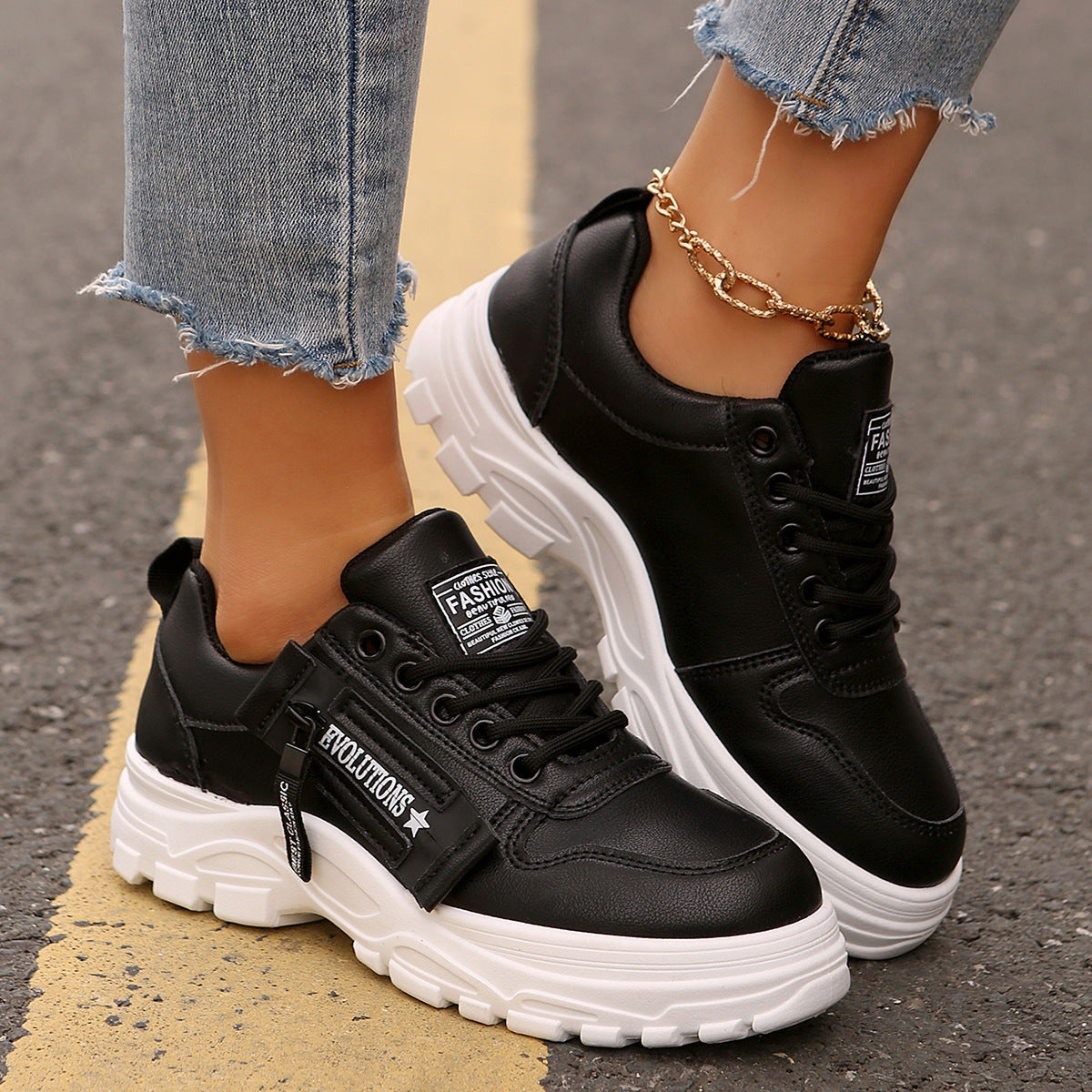 Title: Women's Chunky Sole Street Style Trainers – Various Colours