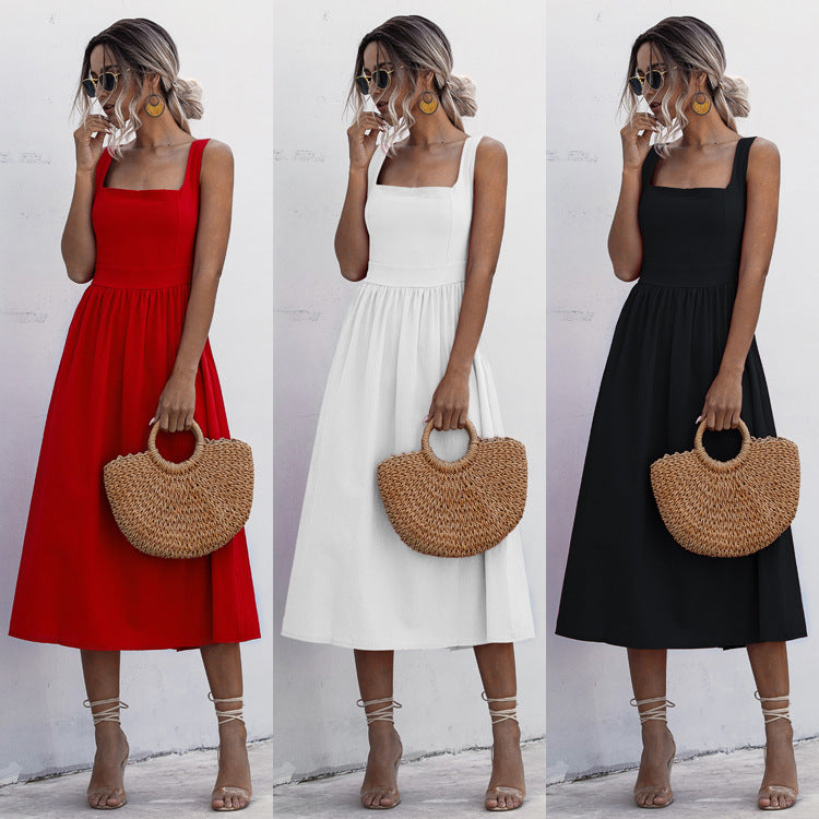 Timeless Charm Square-Neck Midi Dress