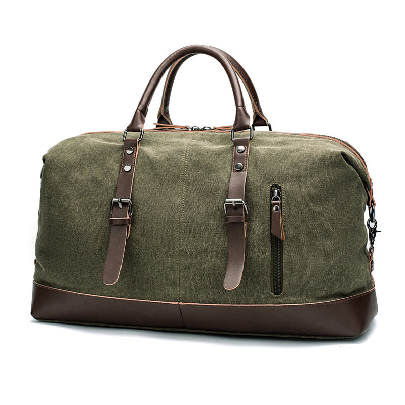 Canvas travel bag male simulation leather PU outdoor supplies luggage travel fitness photography bag large-capacity handbag