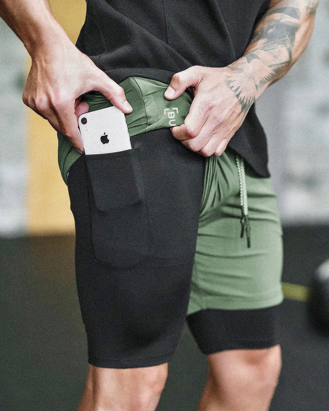 Title: Men's 2-in-1 Gym Shorts with Inner Phone Pocket – Various Colours