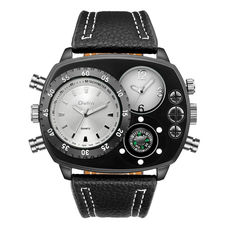 Men’s Multifunction Tactical Leather Strap Watch – Analog Compass & Thermometer | Various Colours