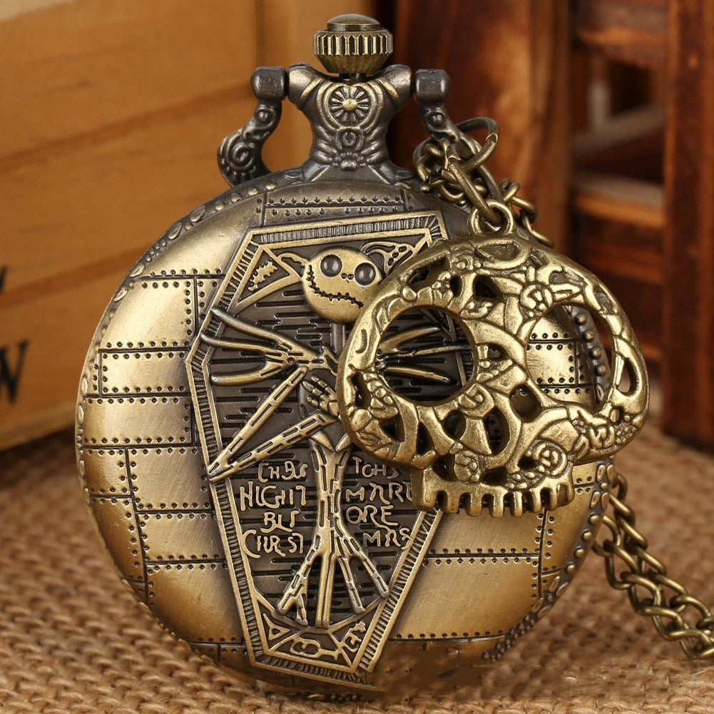 Nightmare Before Christmas Vintage Pocket Watch Necklace – Gothic Steampunk Pendant | Various Designs