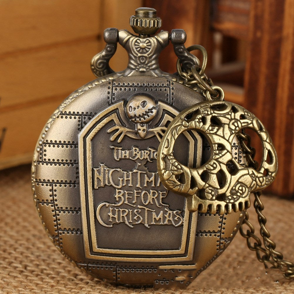 Nightmare Before Christmas Vintage Pocket Watch Necklace – Gothic Steampunk Pendant | Various Designs