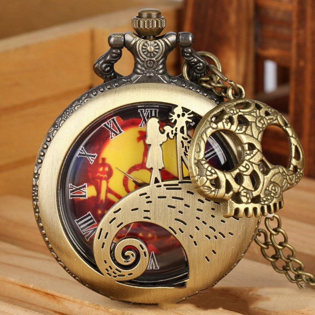 Nightmare Before Christmas Vintage Pocket Watch Necklace – Gothic Steampunk Pendant | Various Designs