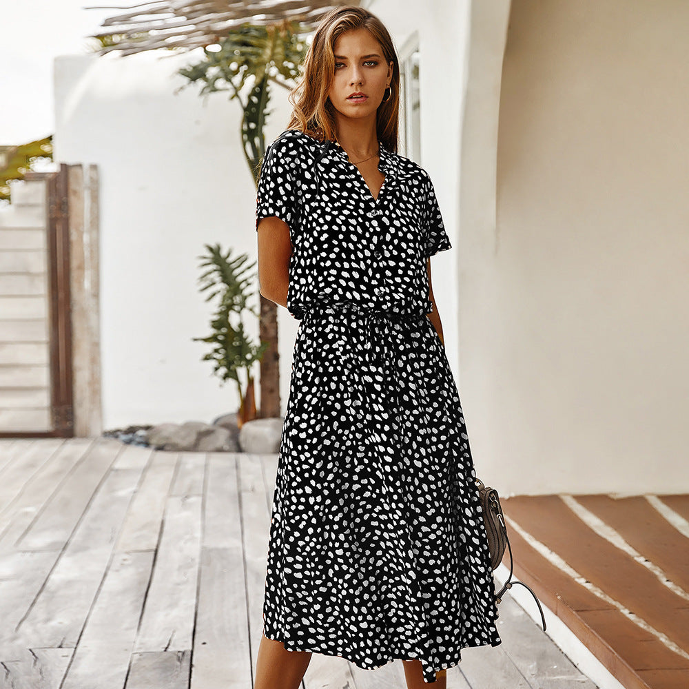 Chic Button-Down Polka Dot Midi Dress – Various Colours – Effortless Summer Style