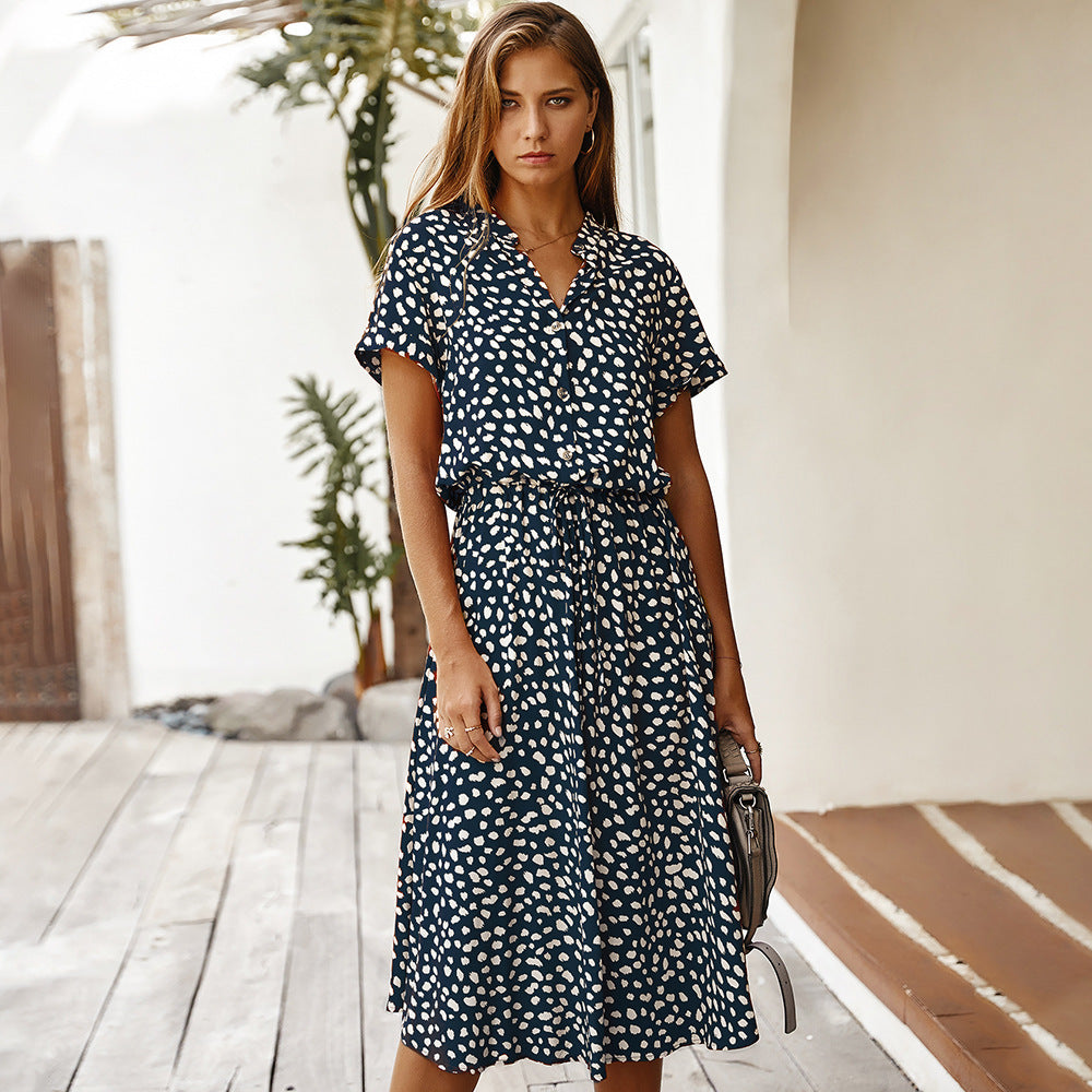 Chic Button-Down Polka Dot Midi Dress – Various Colours – Effortless Summer Style