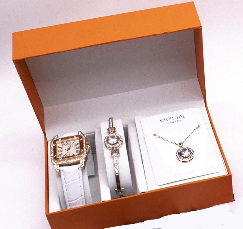 Women’s Luxury Watch & Crystal Jewellery Gift Set – Watch, Bracelet & Necklace | Elegant Gift Box