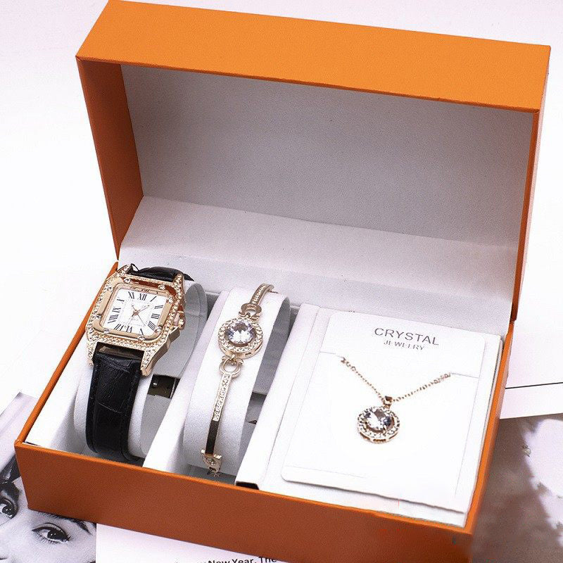Women’s Luxury Watch & Crystal Jewellery Gift Set – Watch, Bracelet & Necklace | Elegant Gift Box