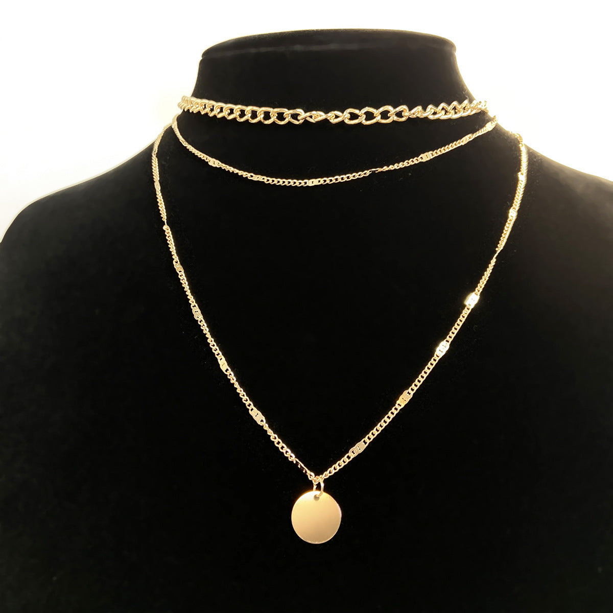 ✨ Layered Chain Necklace Set – 3 Piece Pendant & Chain Choker Necklace – Silver & Gold Options ✨