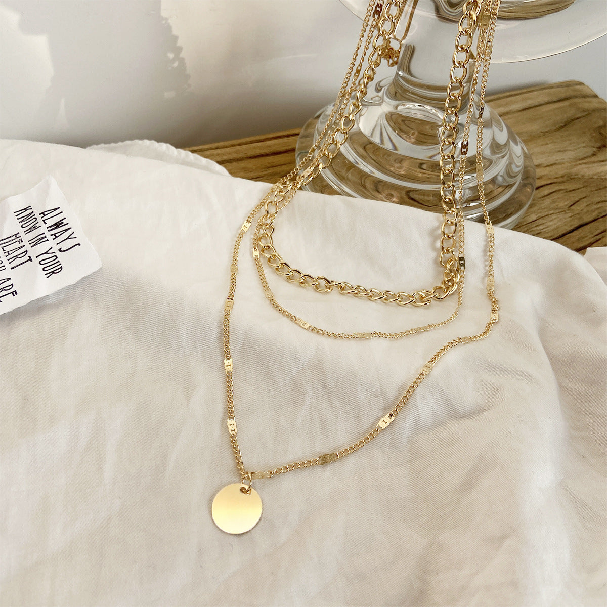 ✨ Layered Chain Necklace Set – 3 Piece Pendant & Chain Choker Necklace – Silver & Gold Options ✨