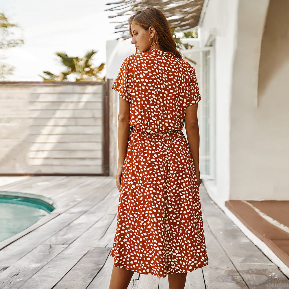 Chic Button-Down Polka Dot Midi Dress – Various Colours – Effortless Summer Style