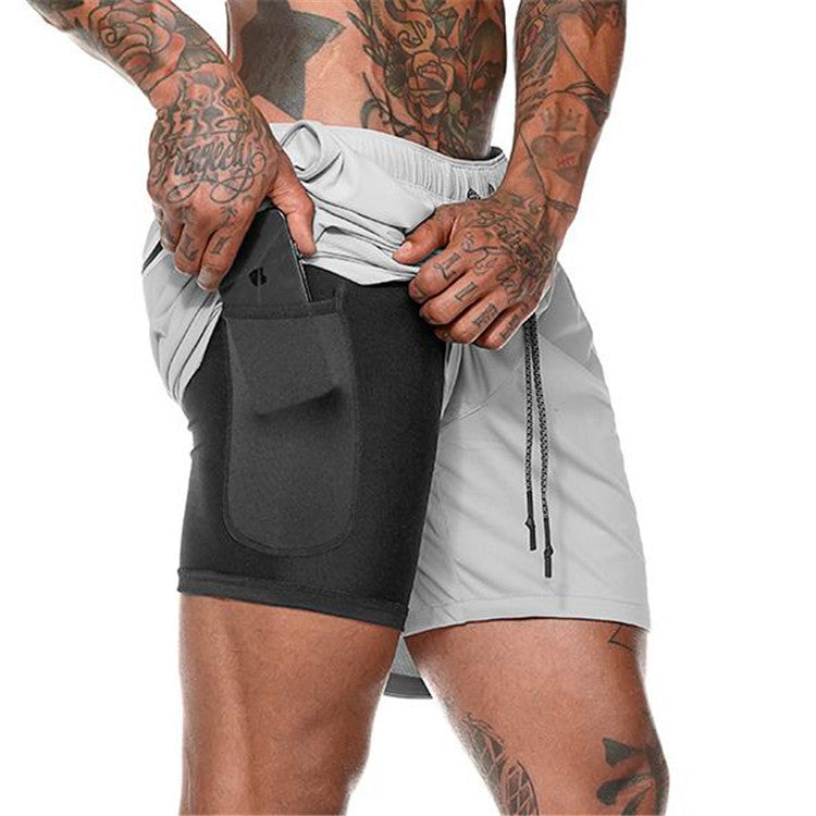 Title: Men's 2-in-1 Gym Shorts with Inner Phone Pocket – Various Colours