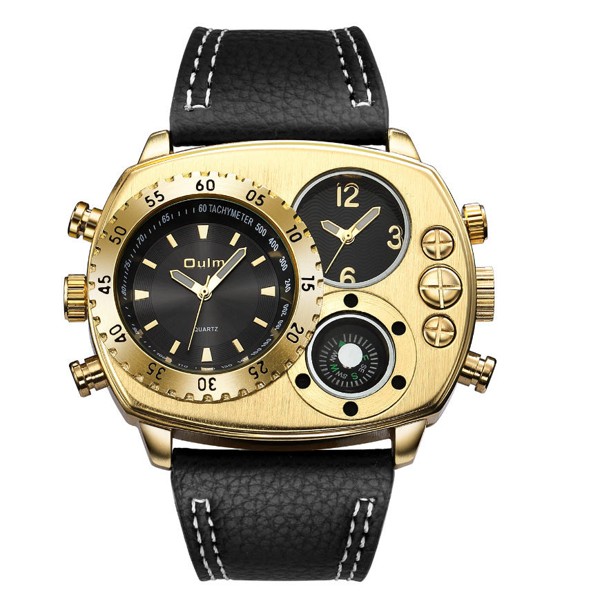 Men’s Multifunction Tactical Leather Strap Watch – Analog Compass & Thermometer | Various Colours
