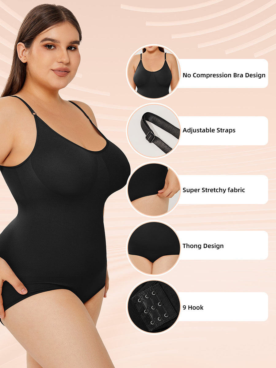 Plus Size Seamless Shaping Bodysuit with Adjustable Straps – Various Colours
