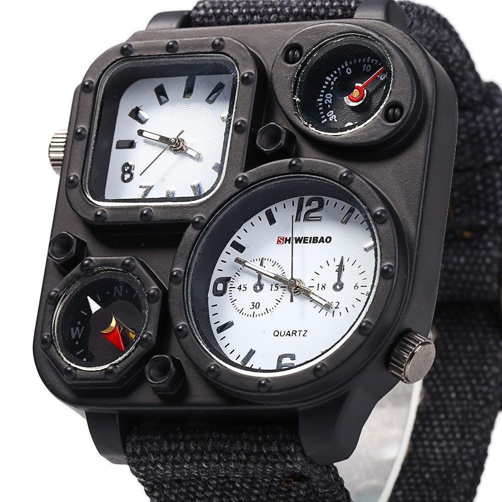 Men’s Multifunction Tactical Quartz Watch – Compass, Thermometer & Dual Time Display | Various Colours