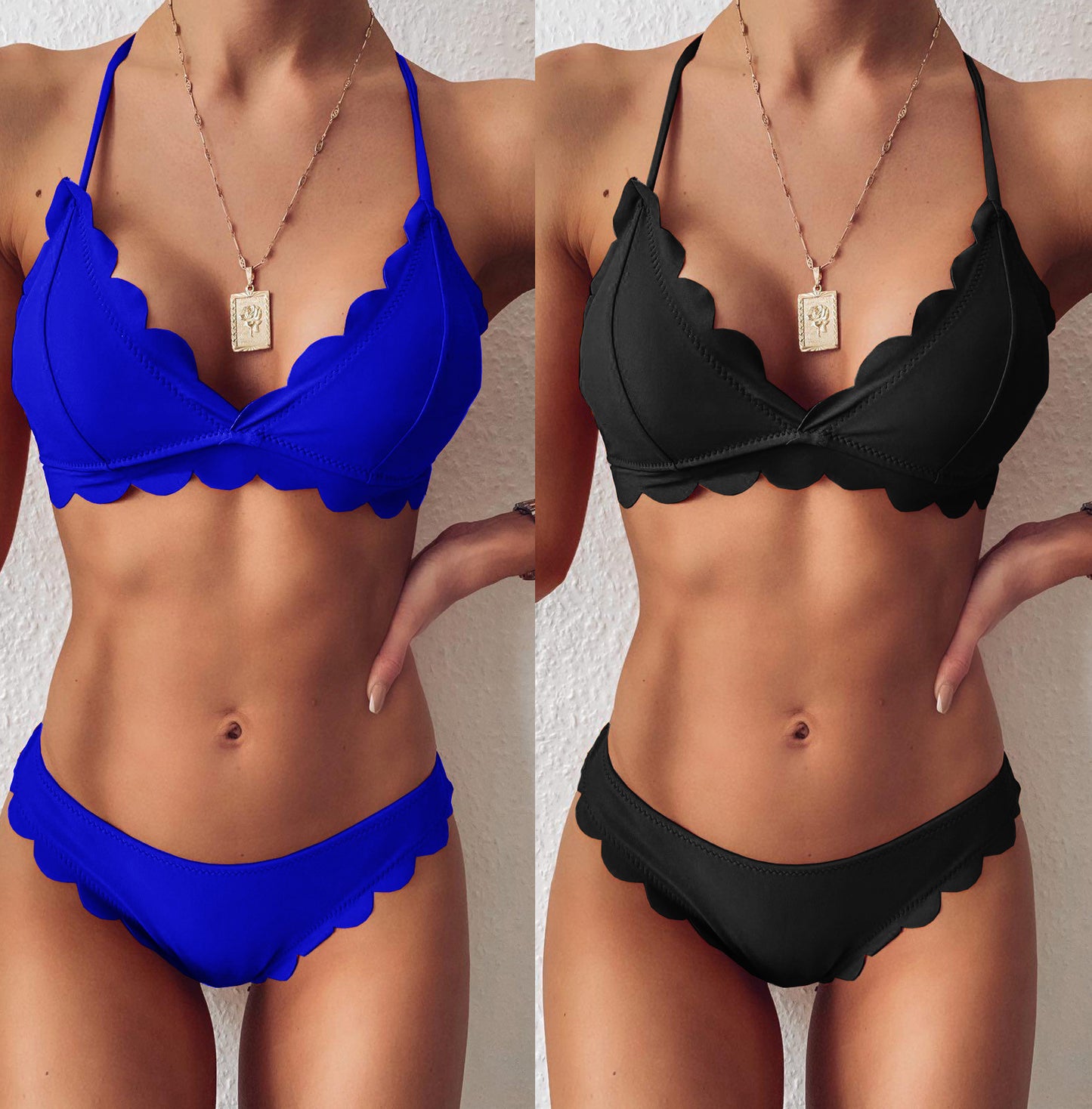 New bikini sexy solid colour cut flower bikini lace swimsuit ladies split swimwear