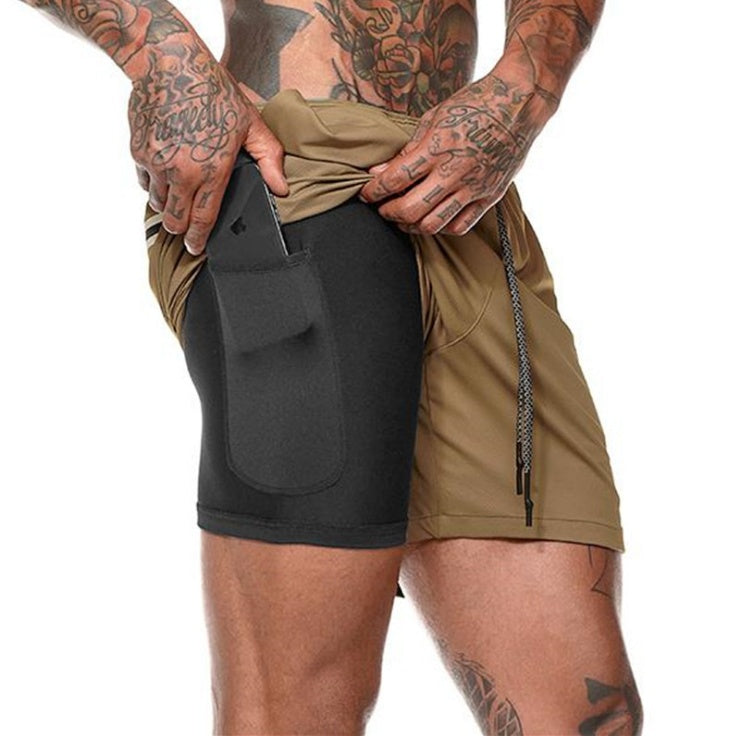 Title: Men's 2-in-1 Gym Shorts with Inner Phone Pocket – Various Colours