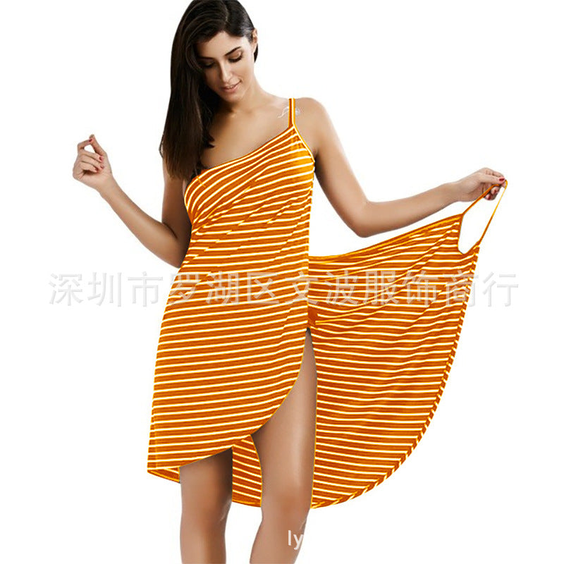 💙 Title: “Nautical Chic: The Must-Have Striped Wrap Dress for Every Beach Babe” 💙
