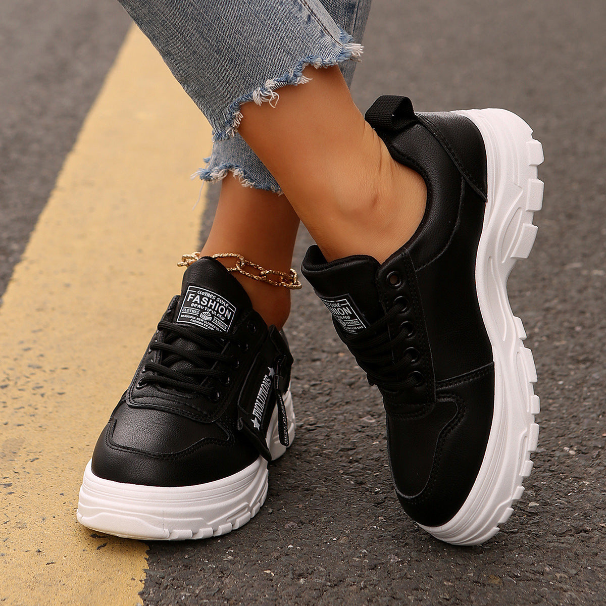 Title: Women's Chunky Sole Street Style Trainers – Various Colours