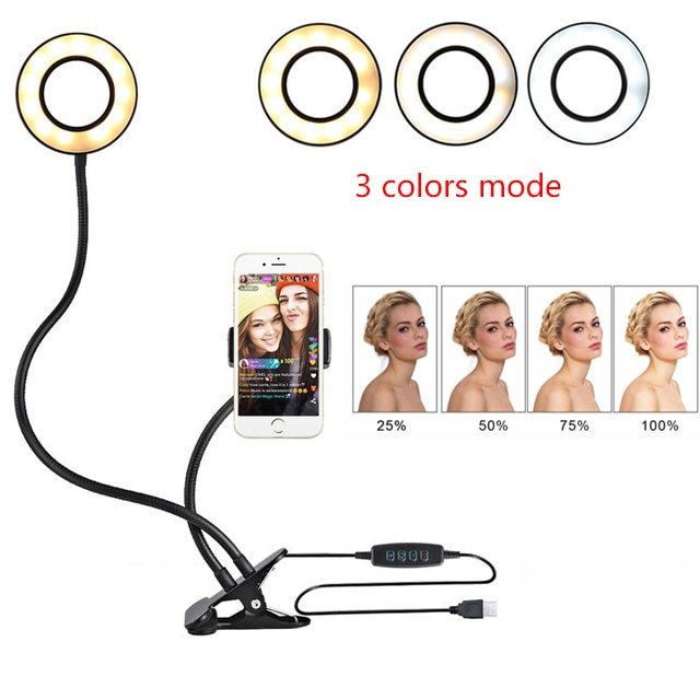 LED💡 Flexible Ring Light & Phone Holder – Clip-On Stand for Content Creators