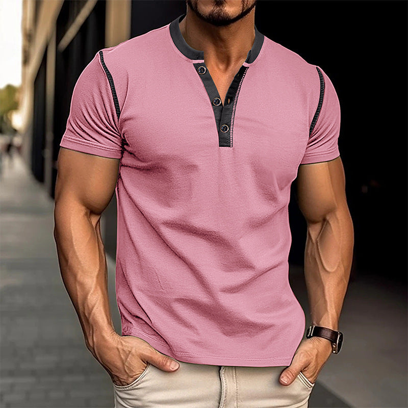 Men’s Muscle Fit Button Tee – Casual Power Look in Various Colours