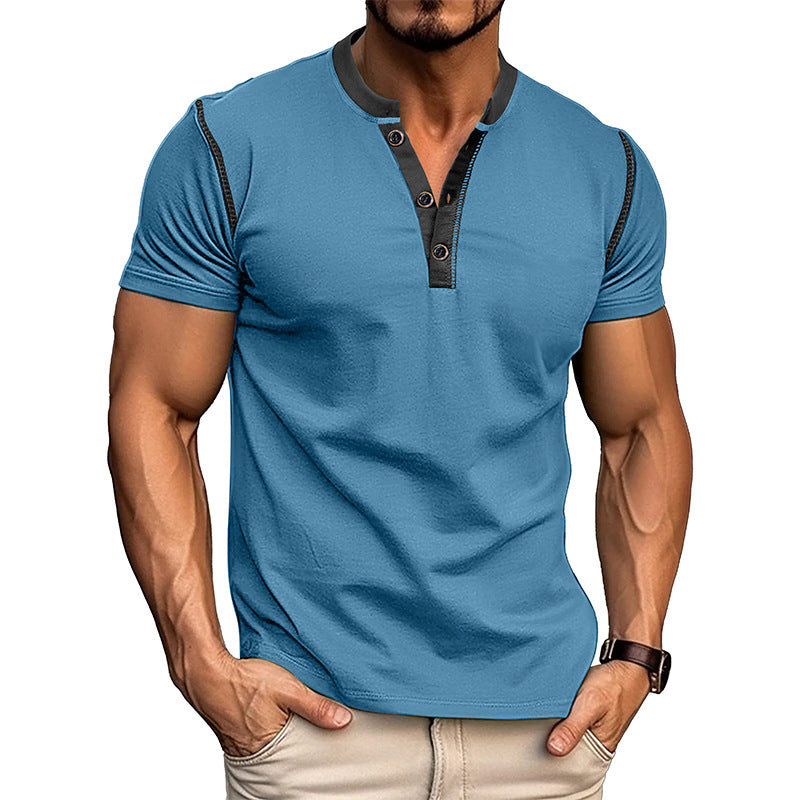 Men’s Muscle Fit Button Tee – Casual Power Look in Various Colours
