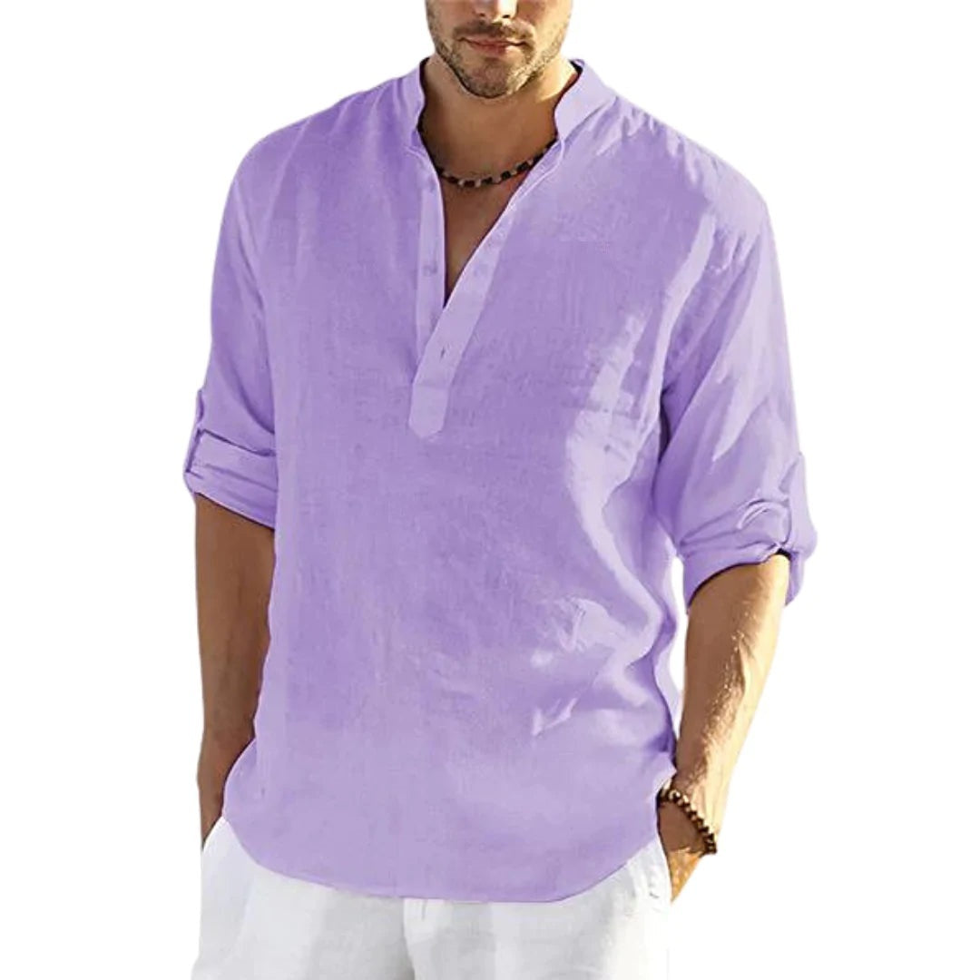 Men’s Lightweight Linen Blend Shirt – Casual Long Sleeve Summer Top (Various Colours)