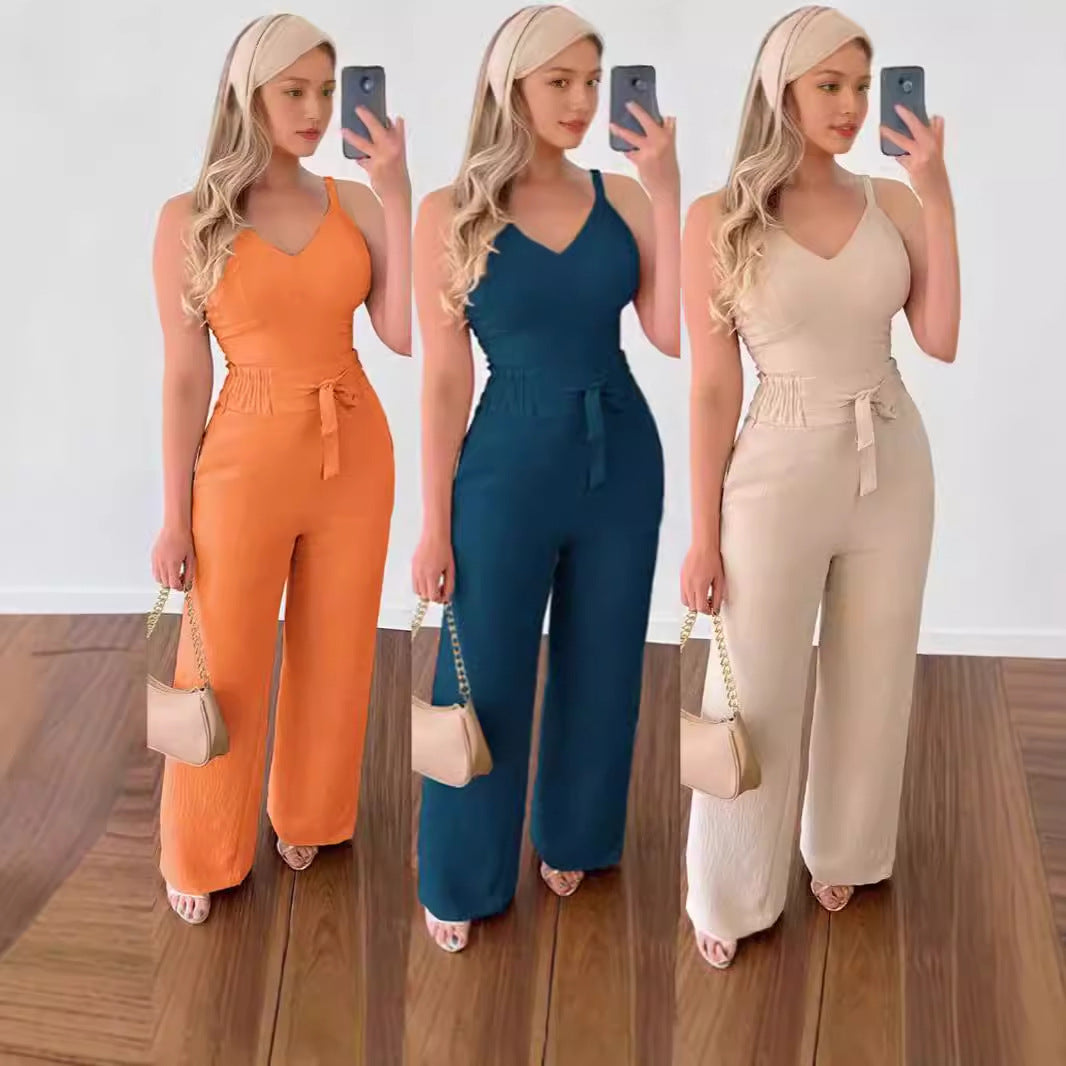π Elegant Wide-Leg Belted Jumpsuit β Sleek Sophistication in Various Colours