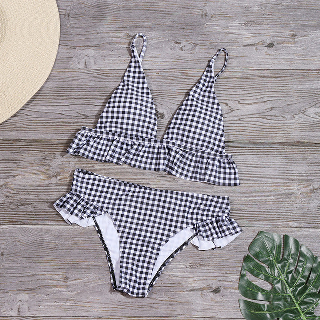 New sexy plaid bikini swimwaer
