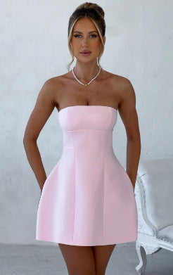 Elegant Strapless Corset Mini Dress – Available in Various Colours