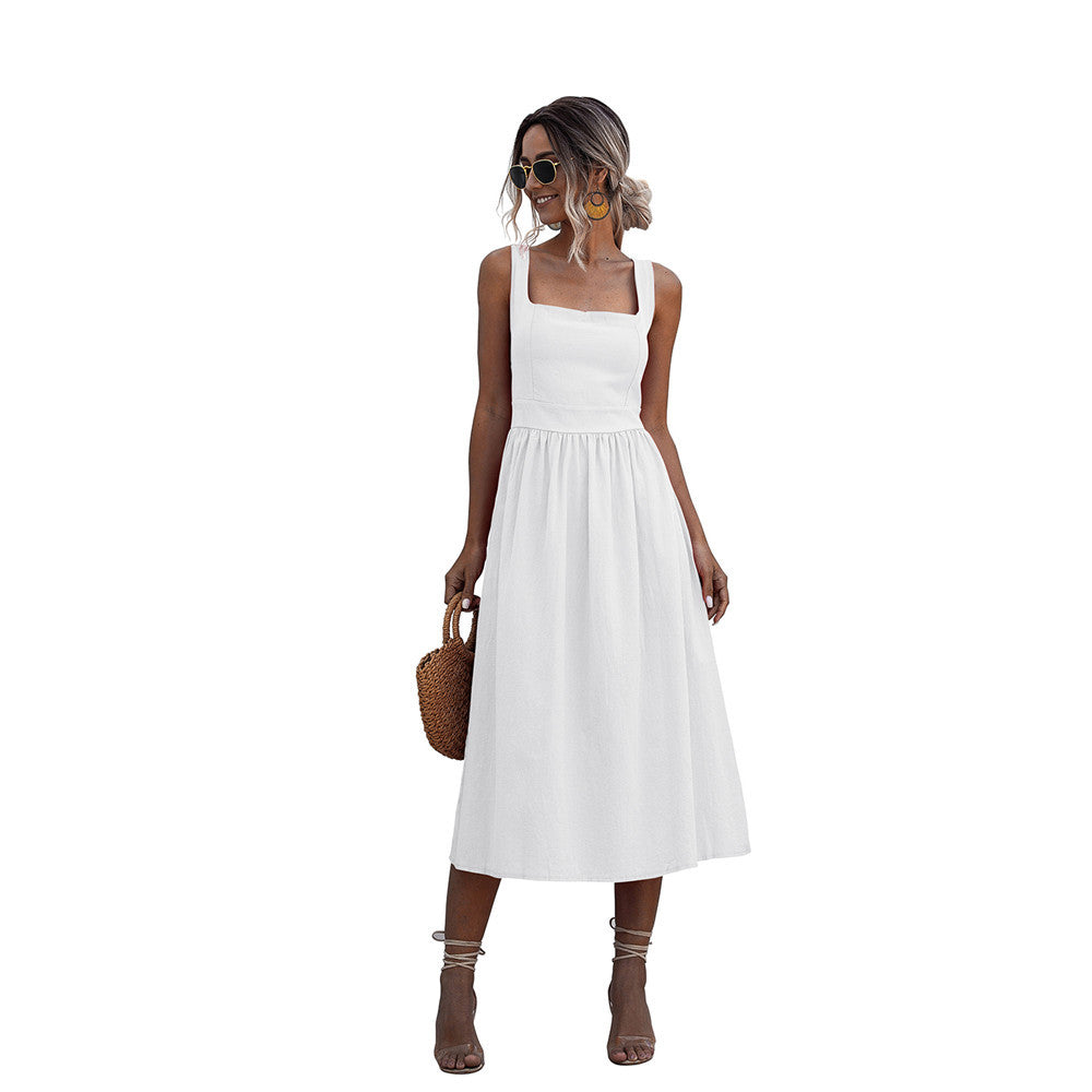 Timeless Charm Square-Neck Midi Dress