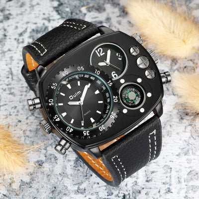 Men’s Multifunction Tactical Leather Strap Watch – Analog Compass & Thermometer | Various Colours