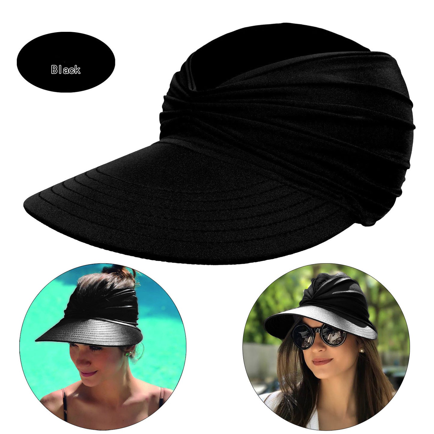 Women’s Wide Brim Sun Visor Cap – Foldable UV Protection Hat for Beach, Travel & Sports – Various Colours