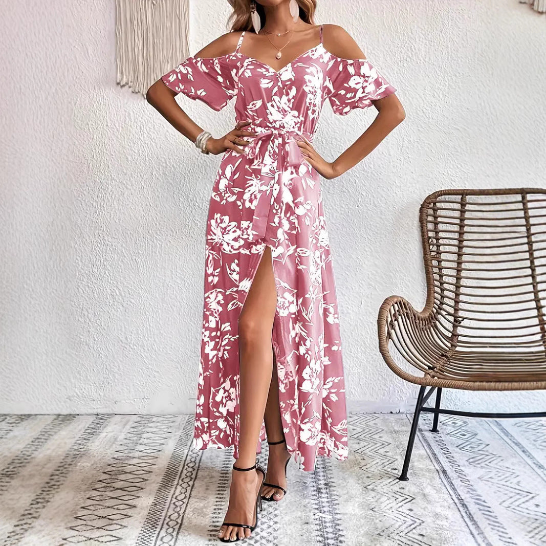 ๐ธ Cold Shoulder Floral Maxi Dress โ Flowy & Feminine in Various Colours