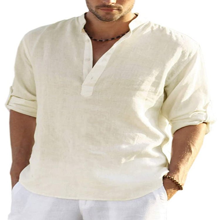 Men’s Lightweight Linen Blend Shirt – Casual Long Sleeve Summer Top (Various Colours)