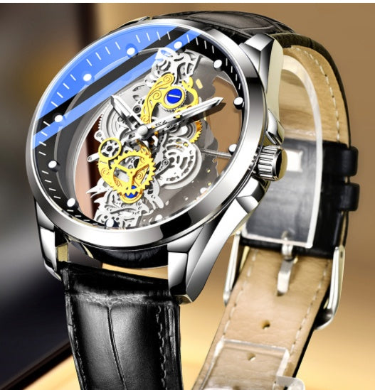 Luxury Skeleton Mechanical Watch – Gold Stainless Steel Men's Watch (Various Colours)