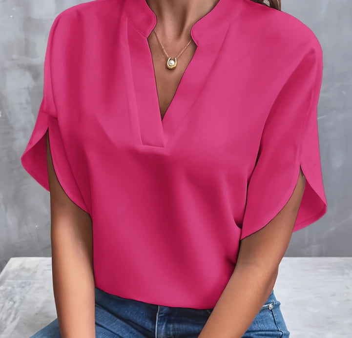 ✨ Women's V-Neck Blouse Top – Casual Loose Fit – Summer Workwear & Everyday Style – Various Colours 🌸